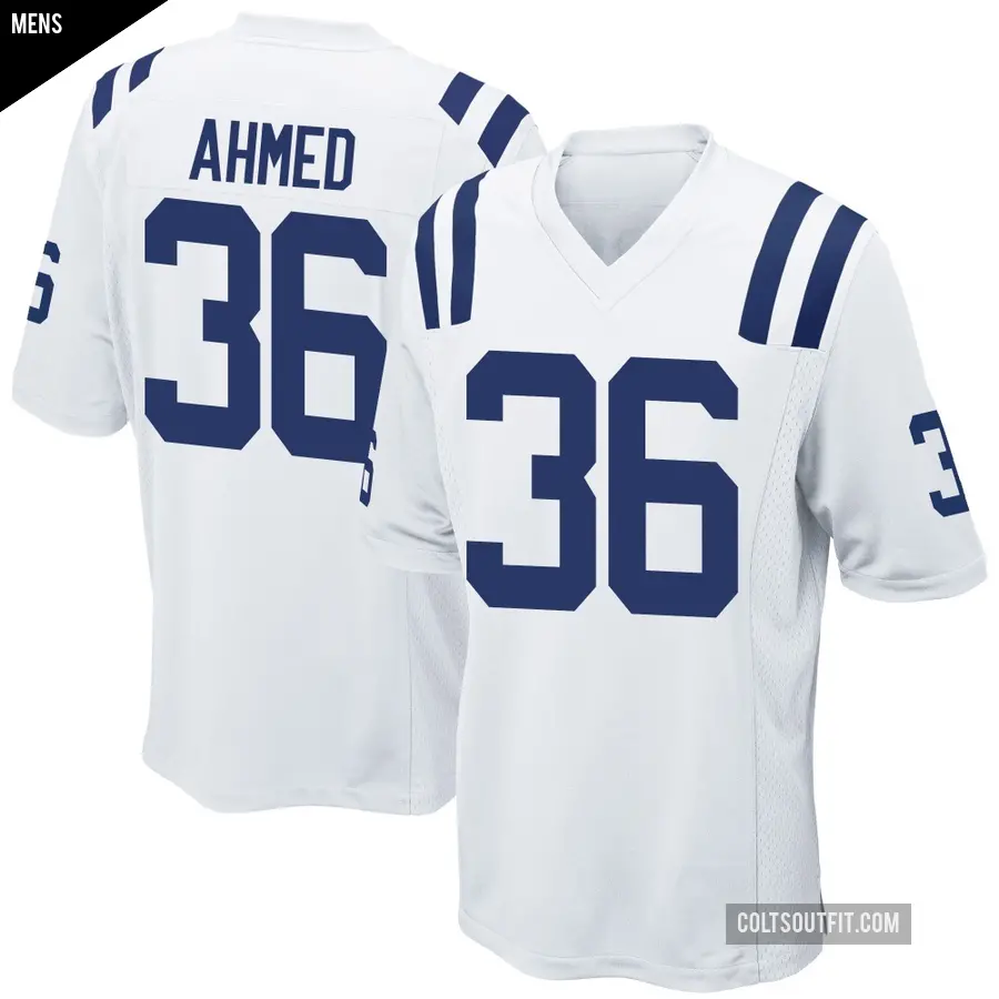 Men's Indianapolis Colts ＃36 Salvon Ahmed White Game Jersey