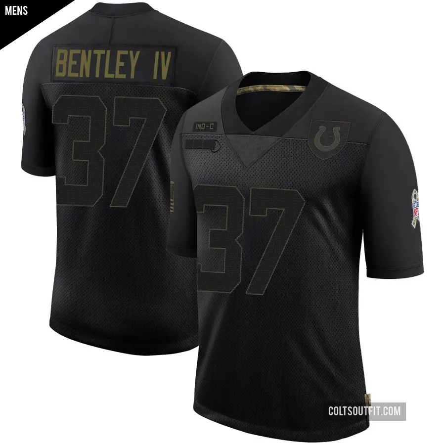 Men's Indianapolis Colts ＃37 Ulysses Bentley IV Black Limited 2020 Salute To Service Jersey