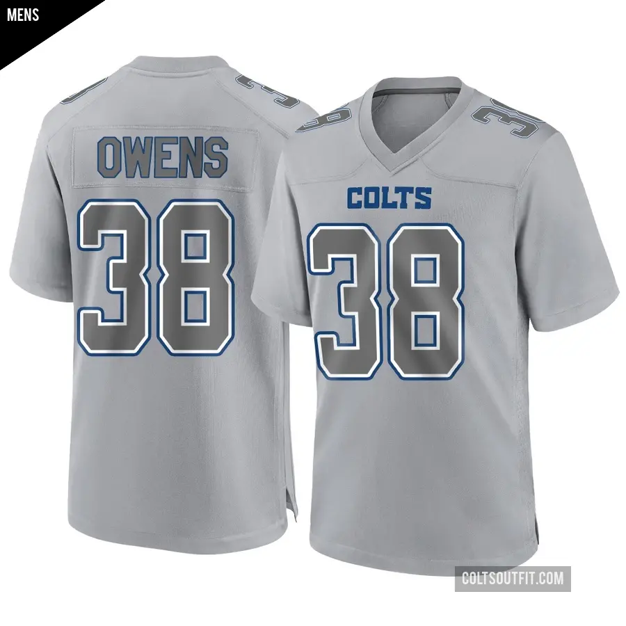 Men's Indianapolis Colts ＃38 Jonathan Owens Gray Game Atmosphere Fashion Jersey