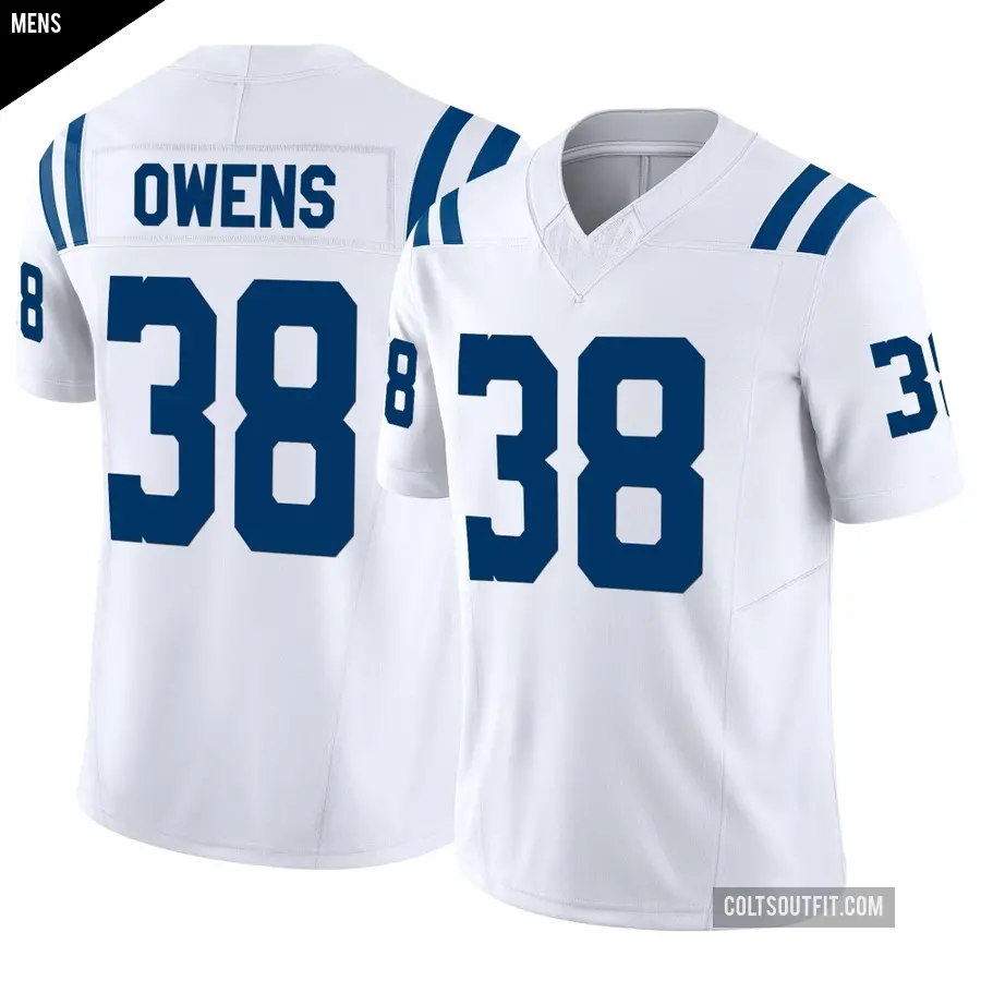 Men's Indianapolis Colts ＃38 Jonathan Owens White Limited Vapor F.U.S.E. Jersey