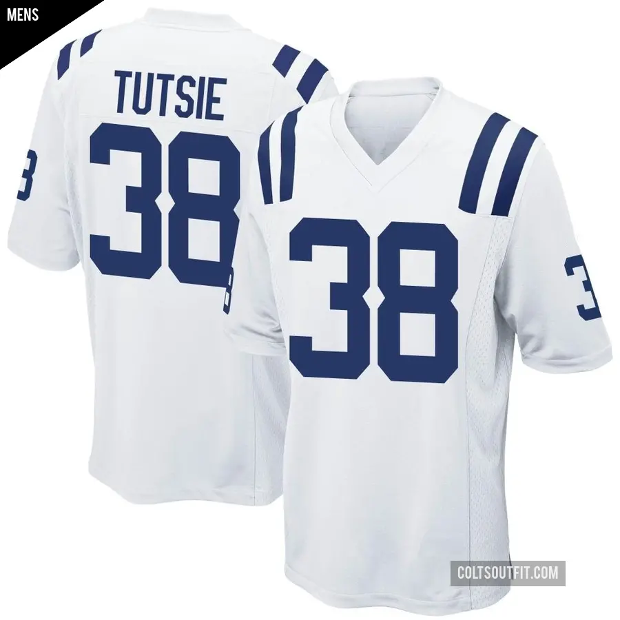 Men's Indianapolis Colts ＃38 Michael Tutsie White Game Jersey