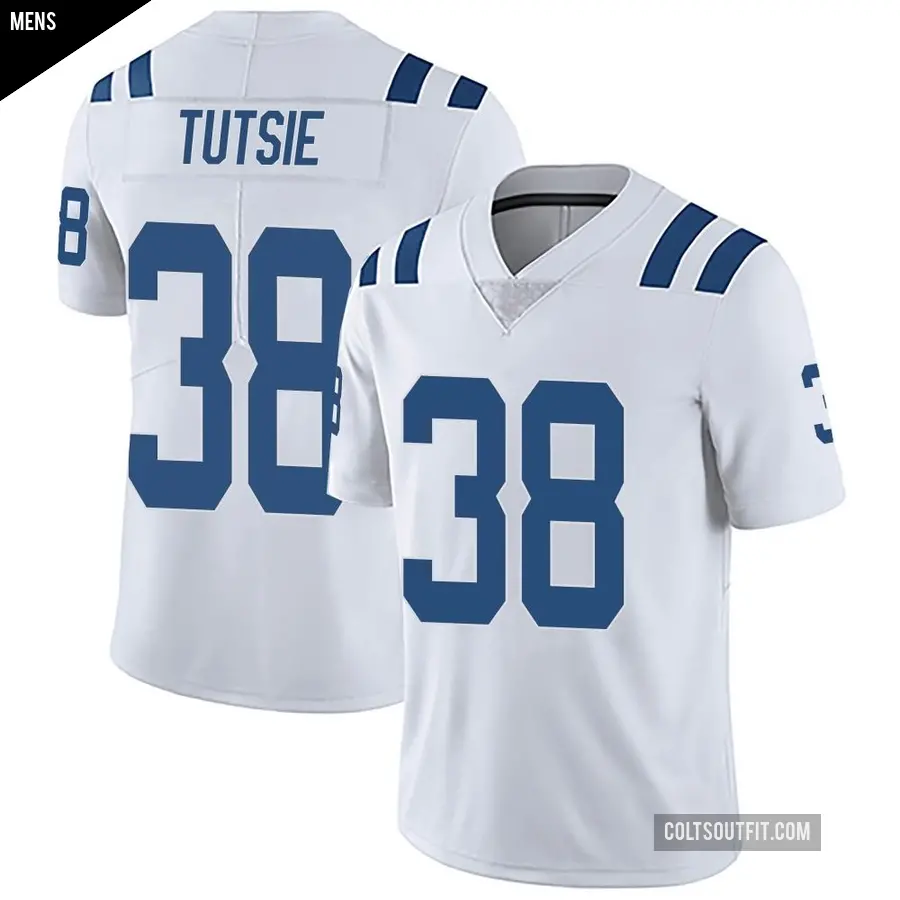 Men's Indianapolis Colts ＃38 Michael Tutsie White Limited Vapor Untouchable Jersey