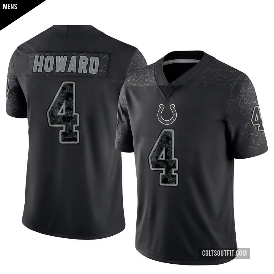 Men's Indianapolis Colts ＃4 Xavien Howard Black Limited Reflective Jersey
