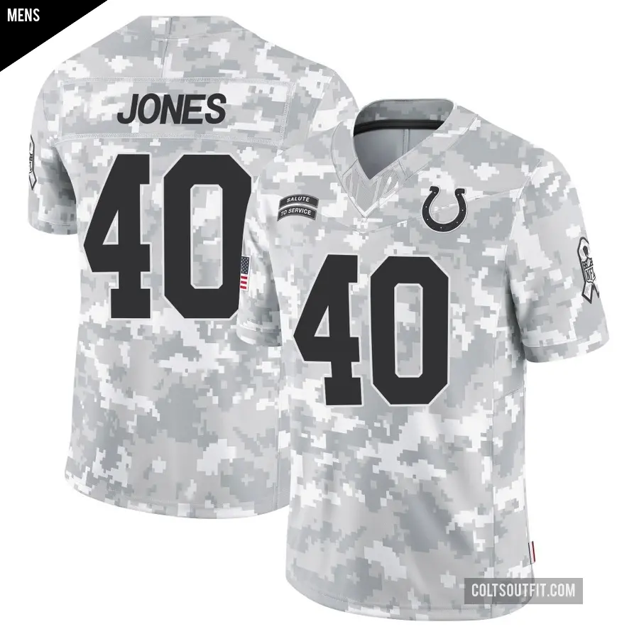 Men's Indianapolis Colts ＃40 Jaylon Jones Arctic Camo Limited 2024 Salute to Service Jersey
