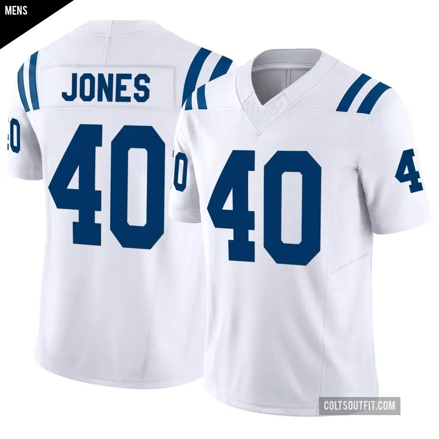 Men's Indianapolis Colts ＃40 Jaylon Jones White Limited Vapor F.U.S.E. Jersey