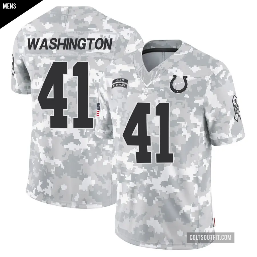 Men's Indianapolis Colts ＃41 Trey Washington Arctic Camo Limited 2024 Salute to Service Jersey