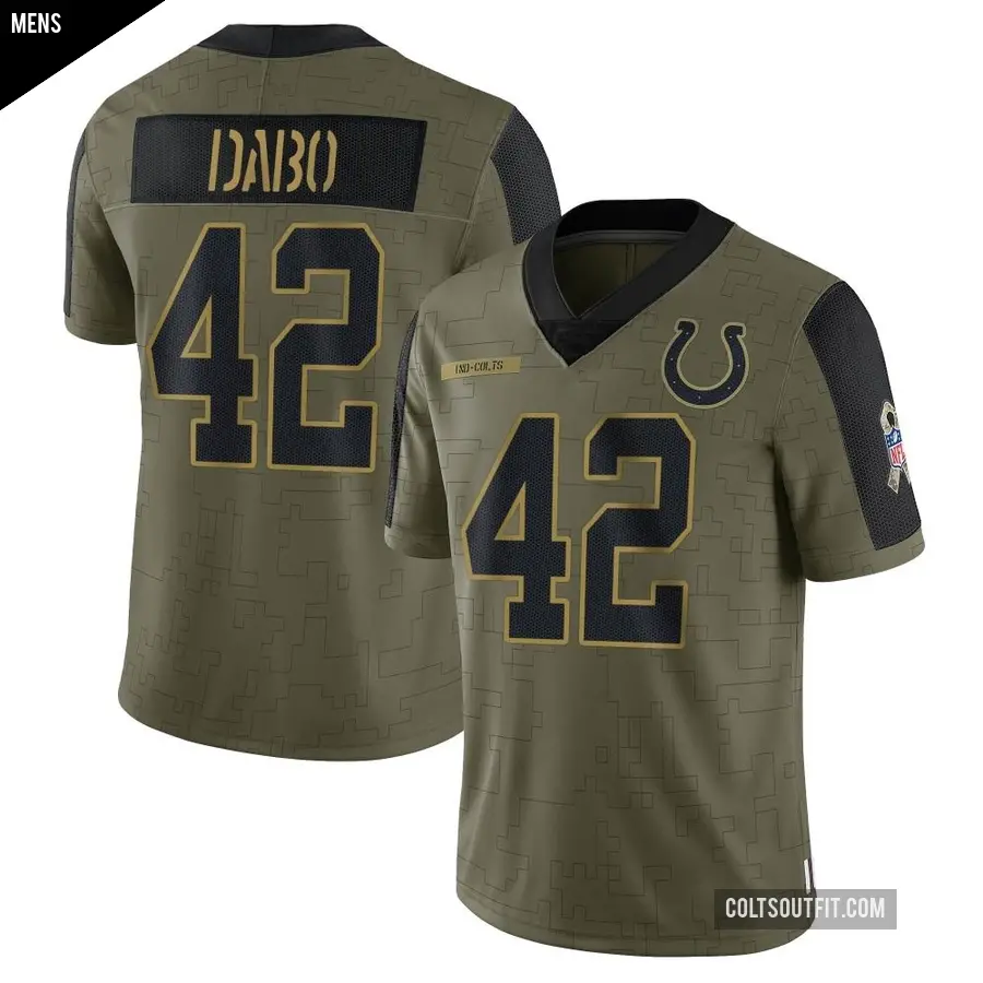 Men's Indianapolis Colts ＃42 Marcel Dabo Olive Limited 2021 Salute To Service Jersey