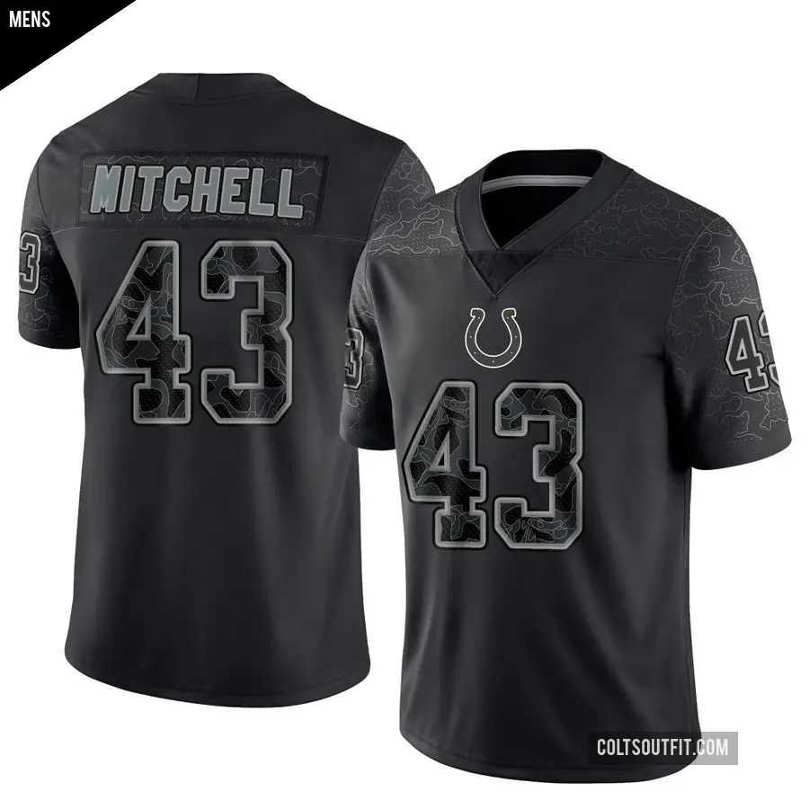 Men's Indianapolis Colts ＃43 Cameron Mitchell Black Limited Reflective Jersey