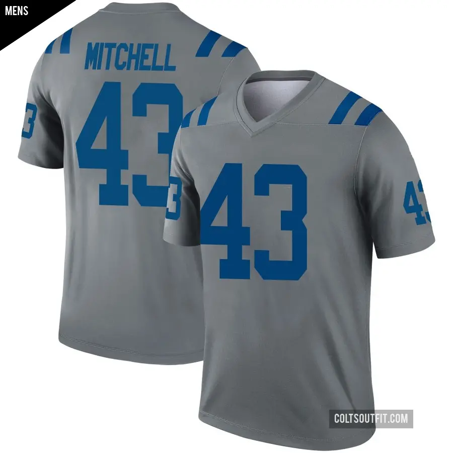 Men's Indianapolis Colts ＃43 Cameron Mitchell Gray Legend Inverted Jersey