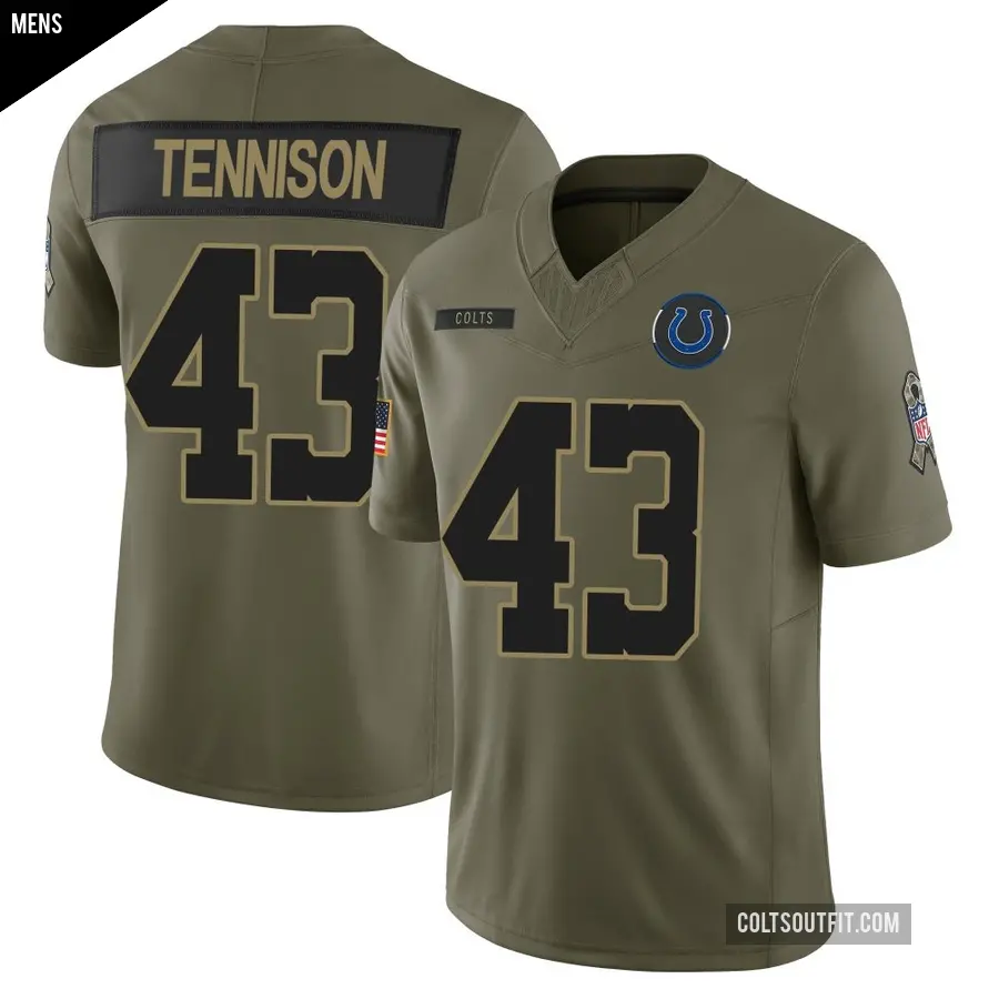 Men's Indianapolis Colts ＃43 Ladarius Tennison Olive Limited Sr. 2025 Salute to Service Jersey