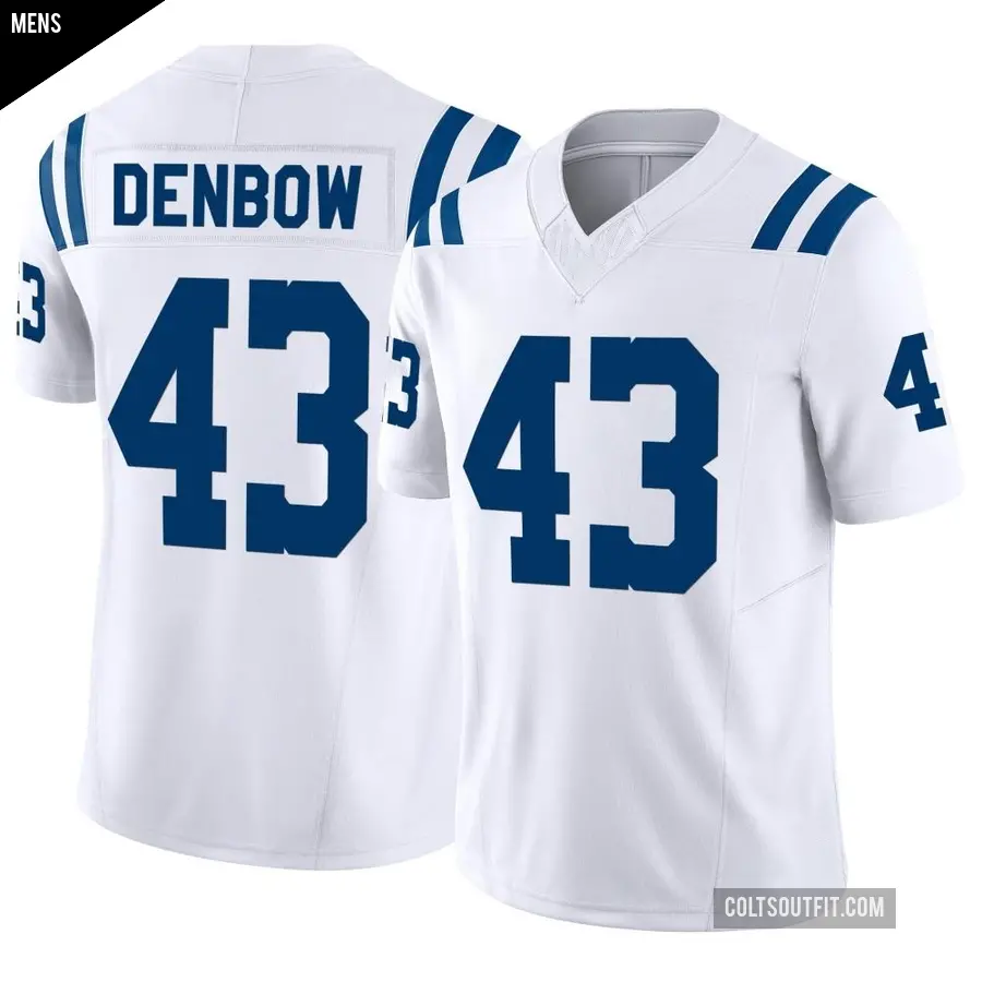 Men's Indianapolis Colts ＃43 Trevor Denbow White Limited Vapor F.U.S.E. Jersey