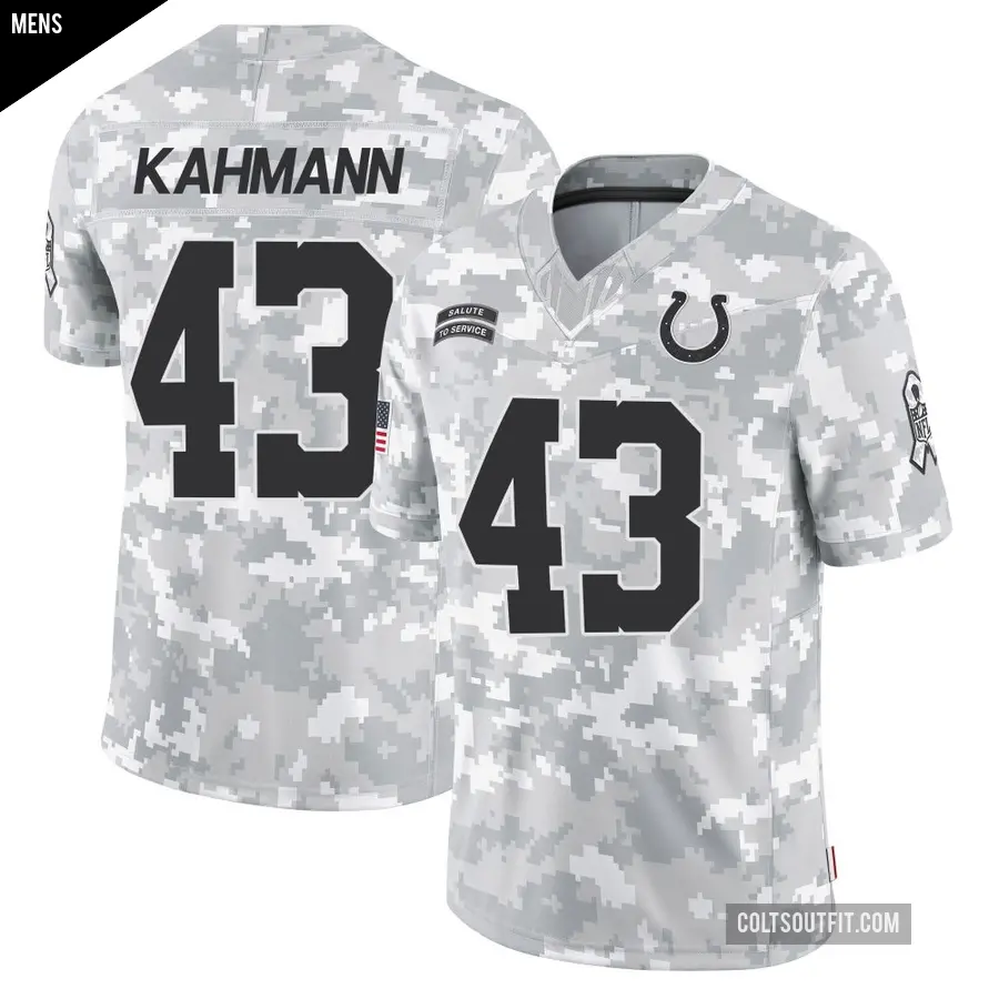 Men's Indianapolis Colts ＃43 Tyler Kahmann Arctic Camo Limited 2024 Salute to Service Jersey