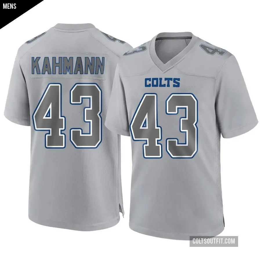 Men's Indianapolis Colts ＃43 Tyler Kahmann Gray Game Atmosphere Fashion Jersey