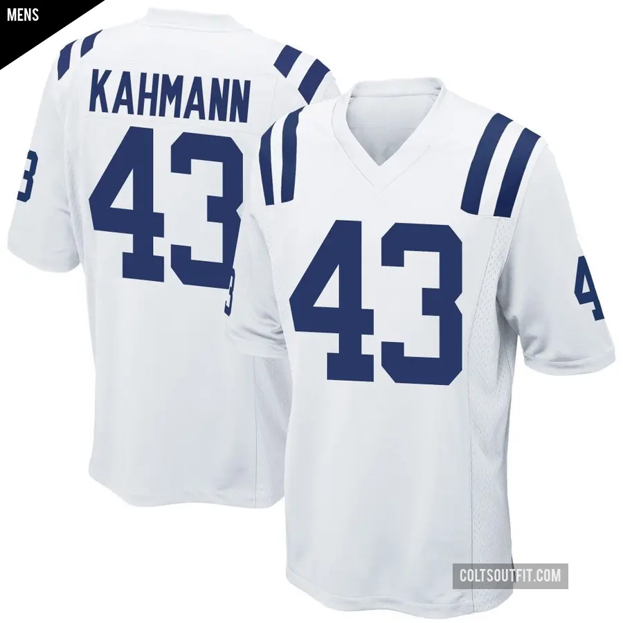 Men's Indianapolis Colts ＃43 Tyler Kahmann White Game Jersey
