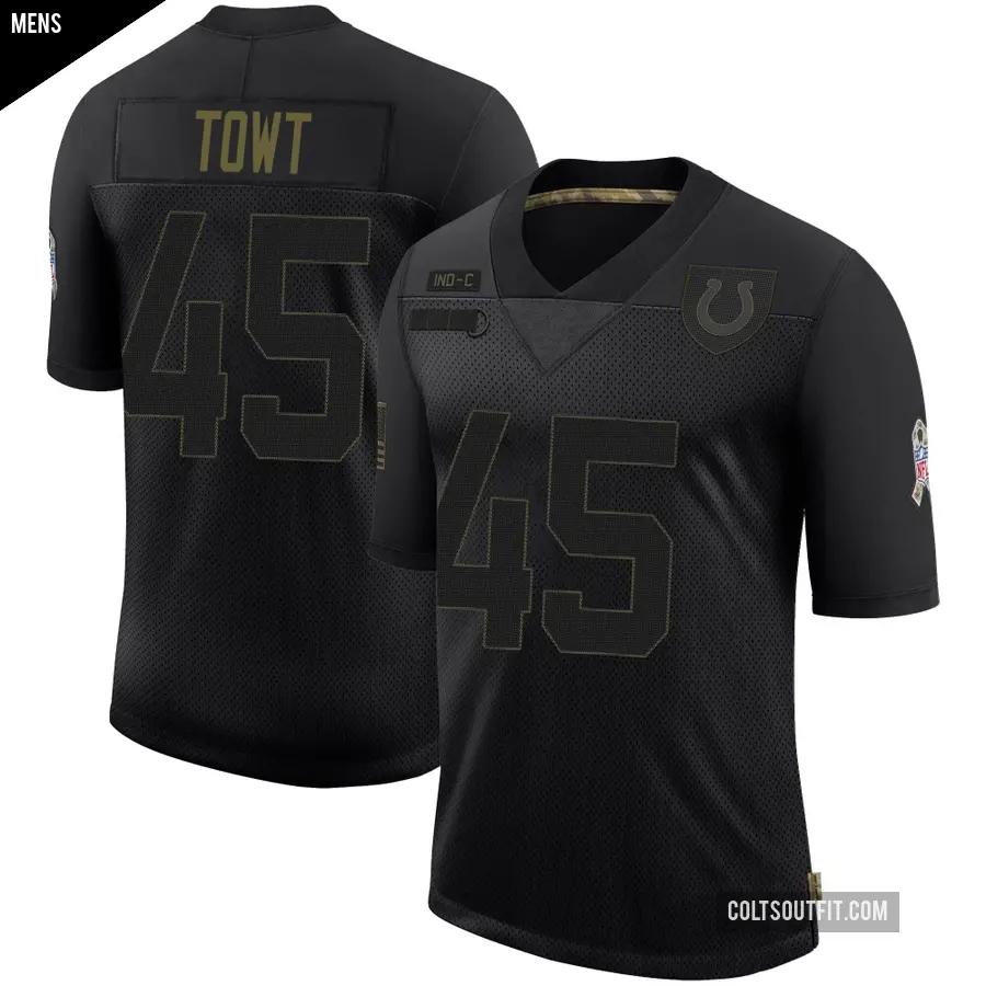 Men's Indianapolis Colts ＃45 Carson Towt Black Limited 2020 Salute To Service Jersey