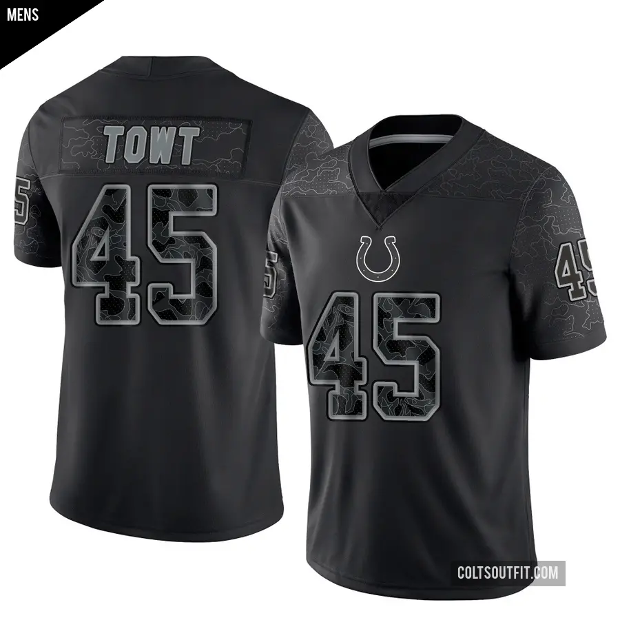 Men's Indianapolis Colts ＃45 Carson Towt Black Limited Reflective Jersey
