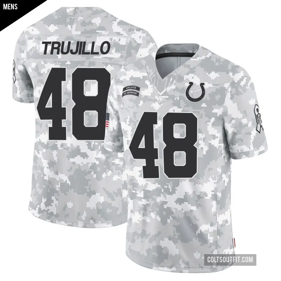 Men's Indianapolis Colts ＃48 Maddux Trujillo Arctic Camo Limited 2024 Salute to Service Jersey