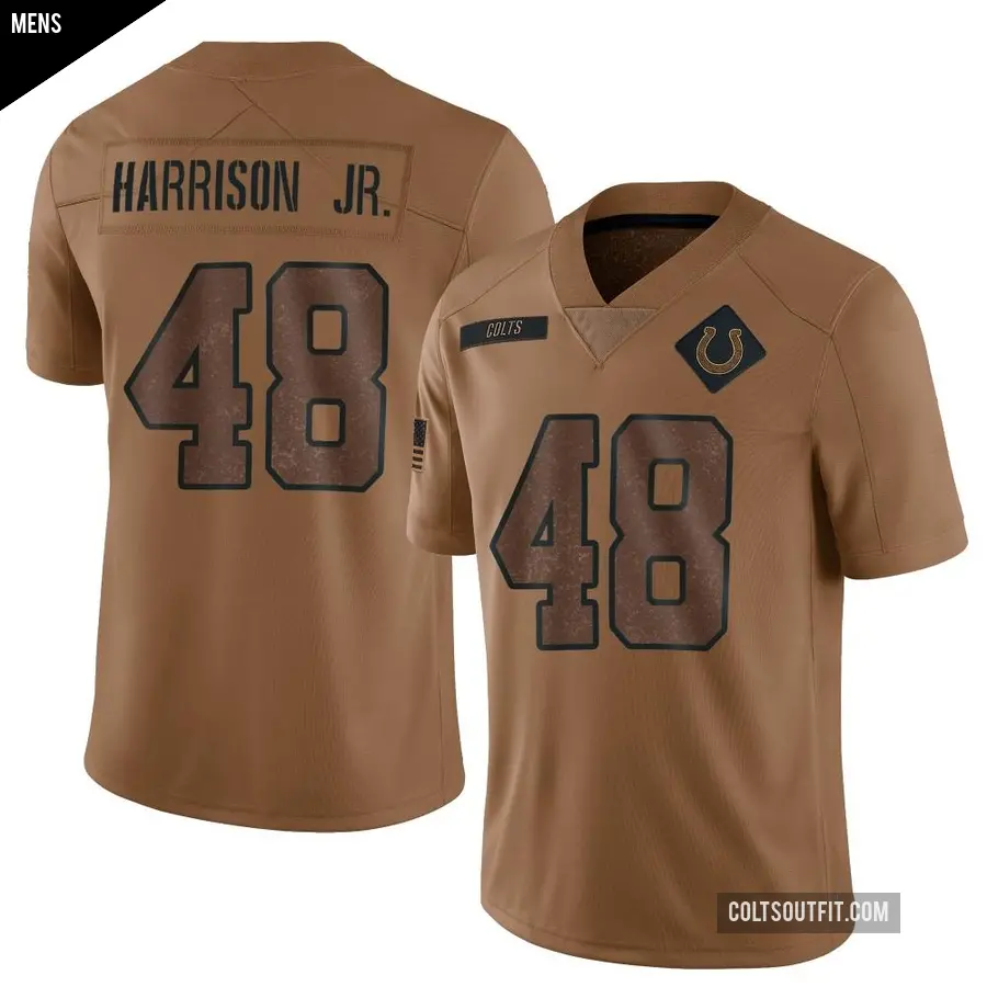 Men's Indianapolis Colts ＃48 Ronnie Harrison Jr. Brown Limited 2023 Salute To Service Jersey