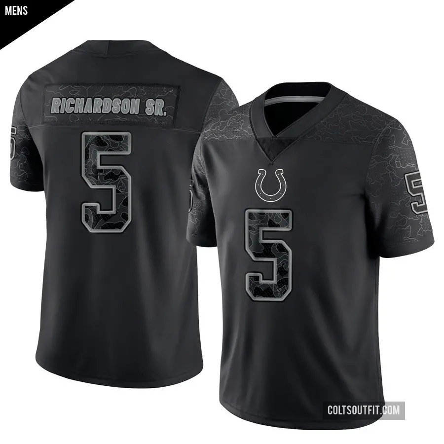 Men's Indianapolis Colts ＃5 Anthony Richardson Sr. Black Limited Reflective Jersey