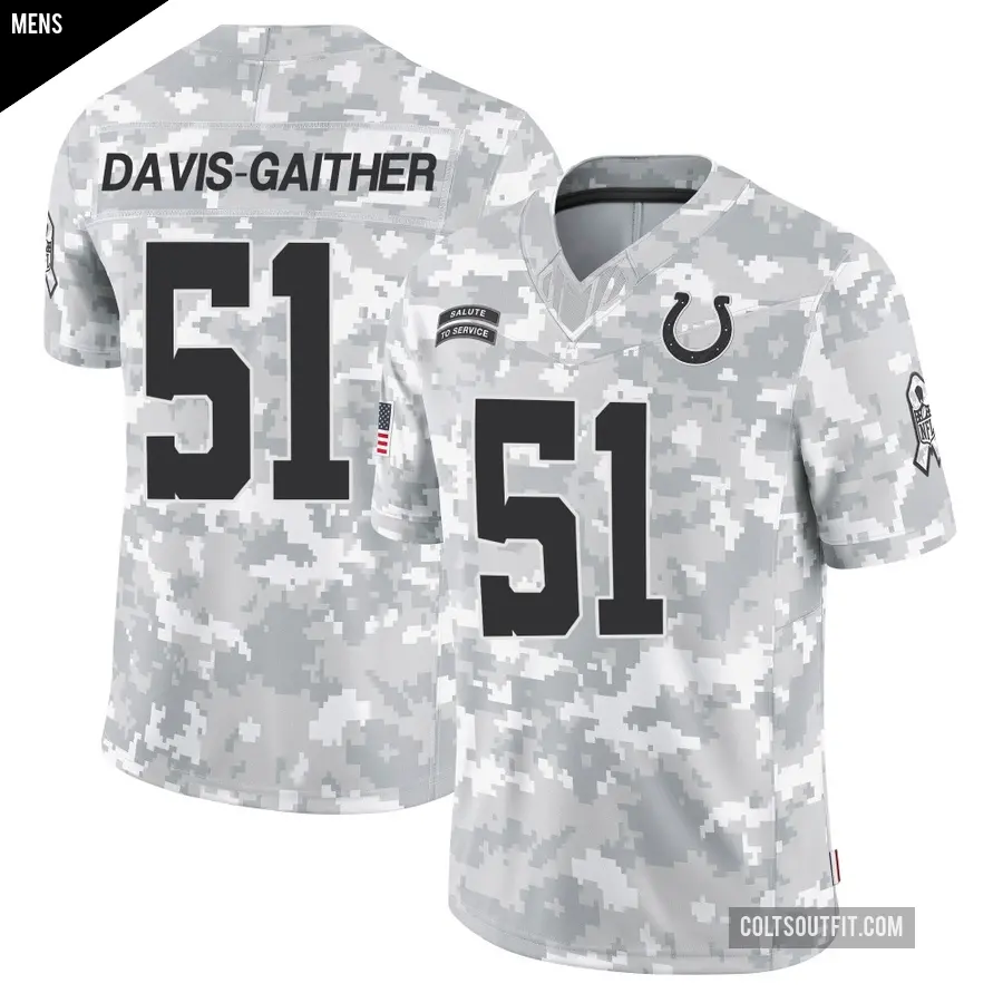 Men's Indianapolis Colts ＃51 Akeem Davis-Gaither Arctic Camo Limited 2024 Salute to Service Jersey