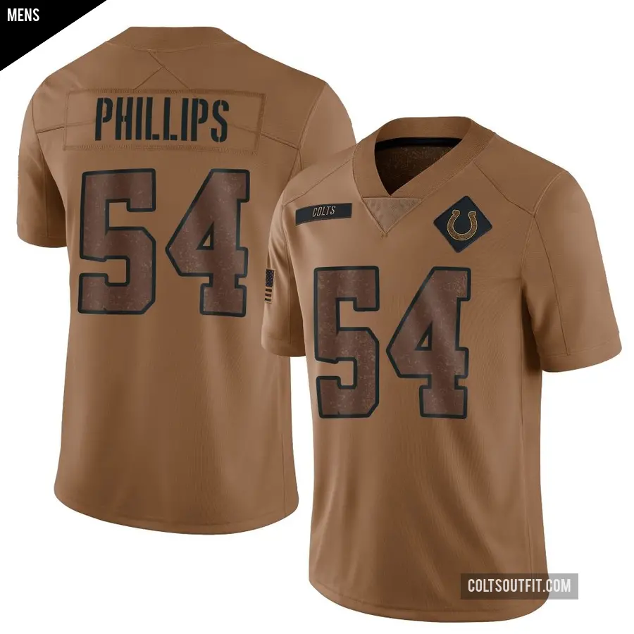 Men's Indianapolis Colts ＃54 Jacob Phillips Brown Limited 2023 Salute To Service Jersey