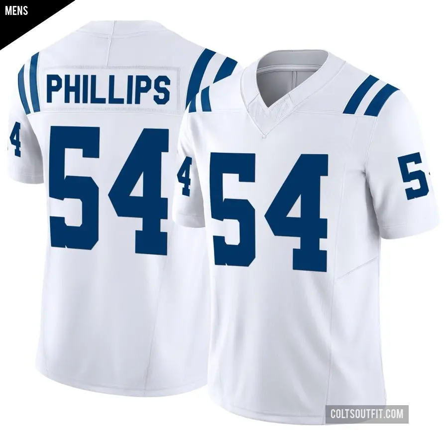 Men's Indianapolis Colts ＃54 Jacob Phillips White Limited Vapor F.U.S.E. Jersey