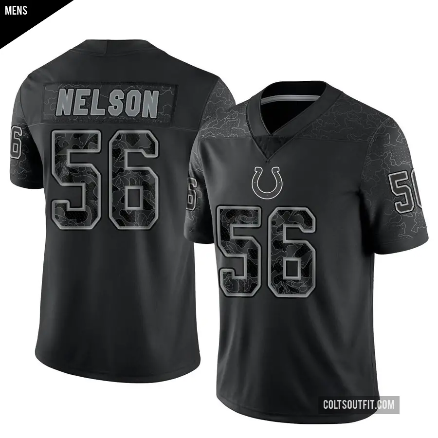 Men's Indianapolis Colts ＃56 Quenton Nelson Black Limited Reflective Jersey