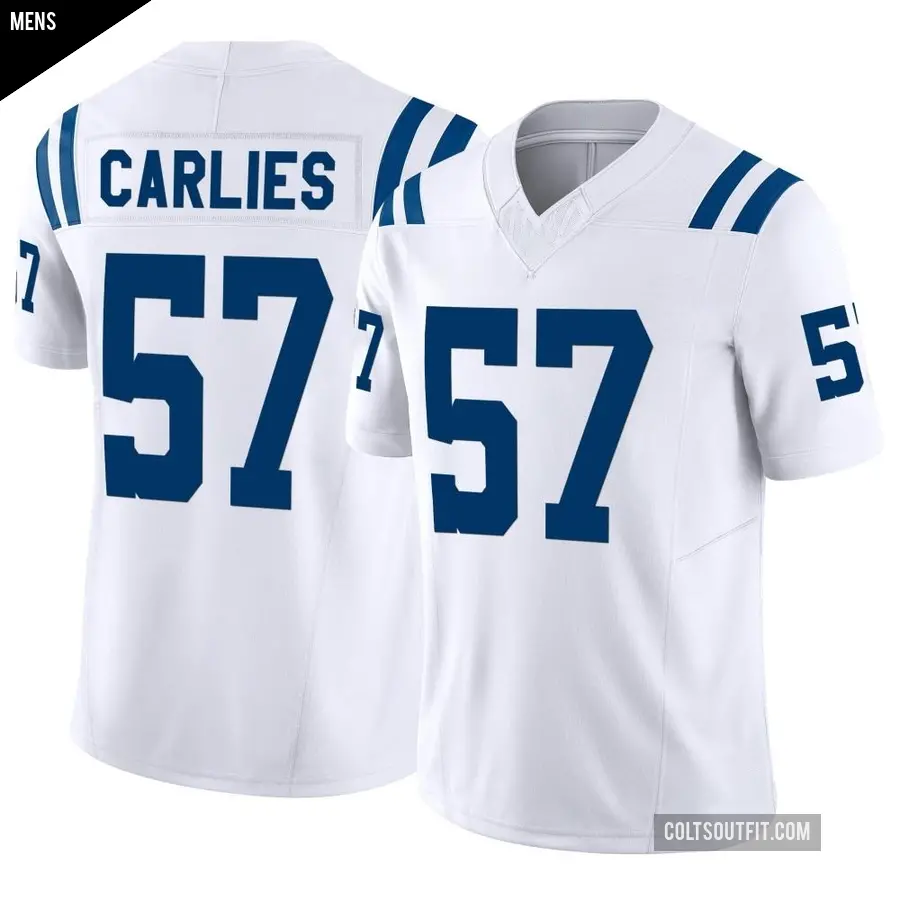 Men's Indianapolis Colts ＃57 Jaylon Carlies White Limited Vapor F.U.S.E. Jersey