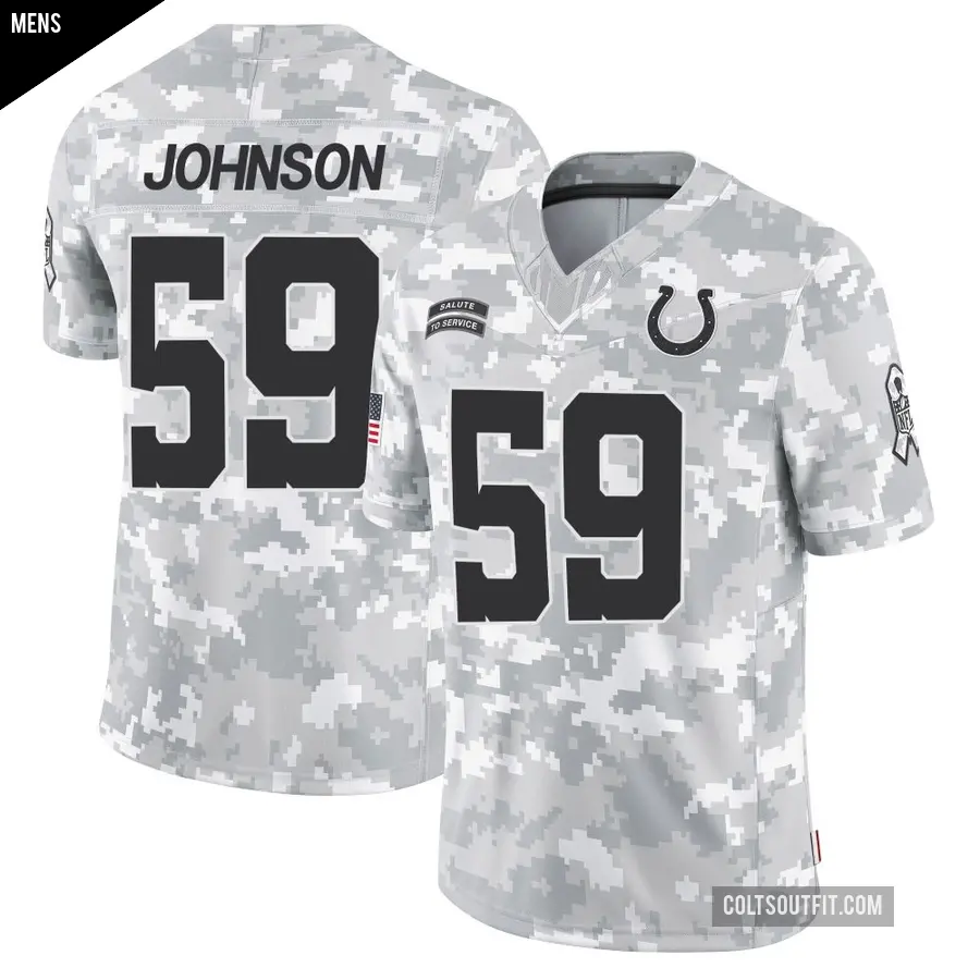 Men's Indianapolis Colts ＃59 Buddy Johnson Arctic Camo Limited 2024 Salute to Service Jersey