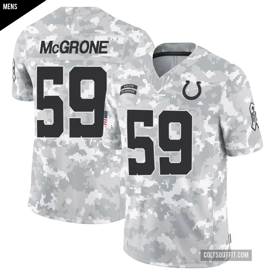 Men's Indianapolis Colts ＃59 Cameron McGrone Arctic Camo Limited 2024 Salute to Service Jersey