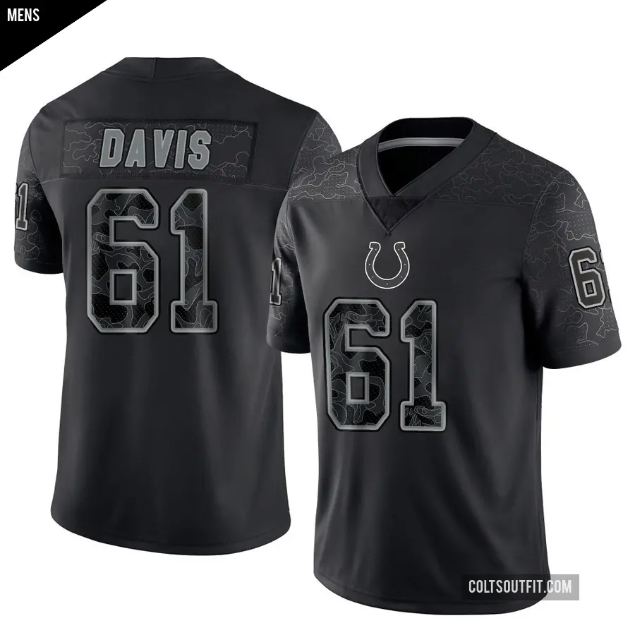Men's Indianapolis Colts ＃61 Devonta Davis Black Limited Reflective Jersey
