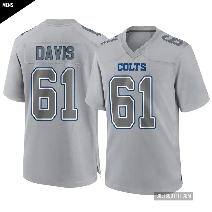 Men's Indianapolis Colts ＃61 Devonta Davis Gray Game Atmosphere Fashion Jersey