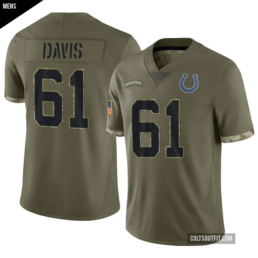 Men's Indianapolis Colts ＃61 Devonta Davis Olive Limited 2022 Salute To Service Jersey