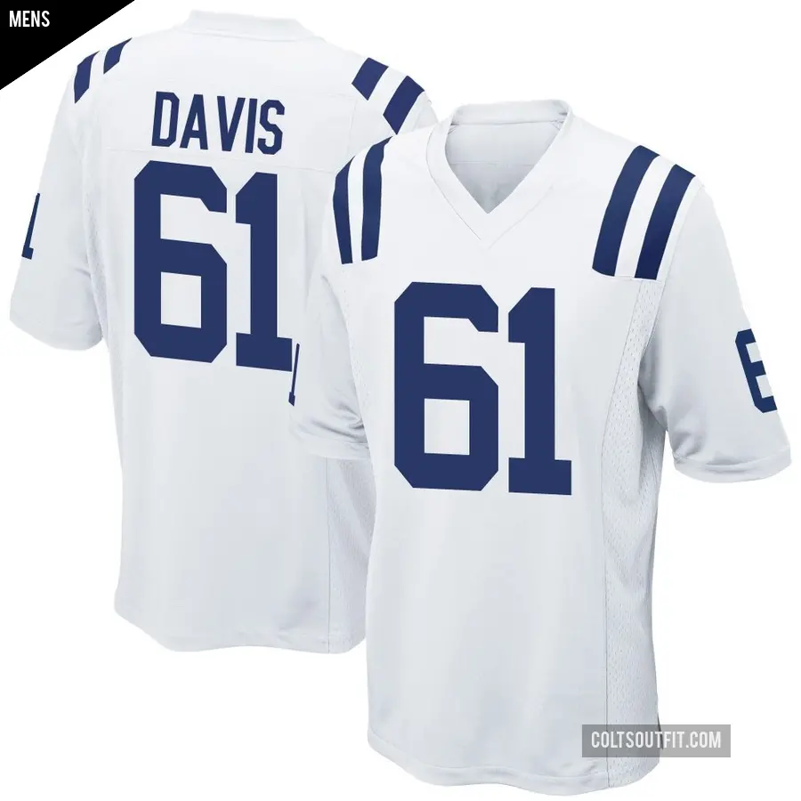 Men's Indianapolis Colts ＃61 Devonta Davis White Game Jersey