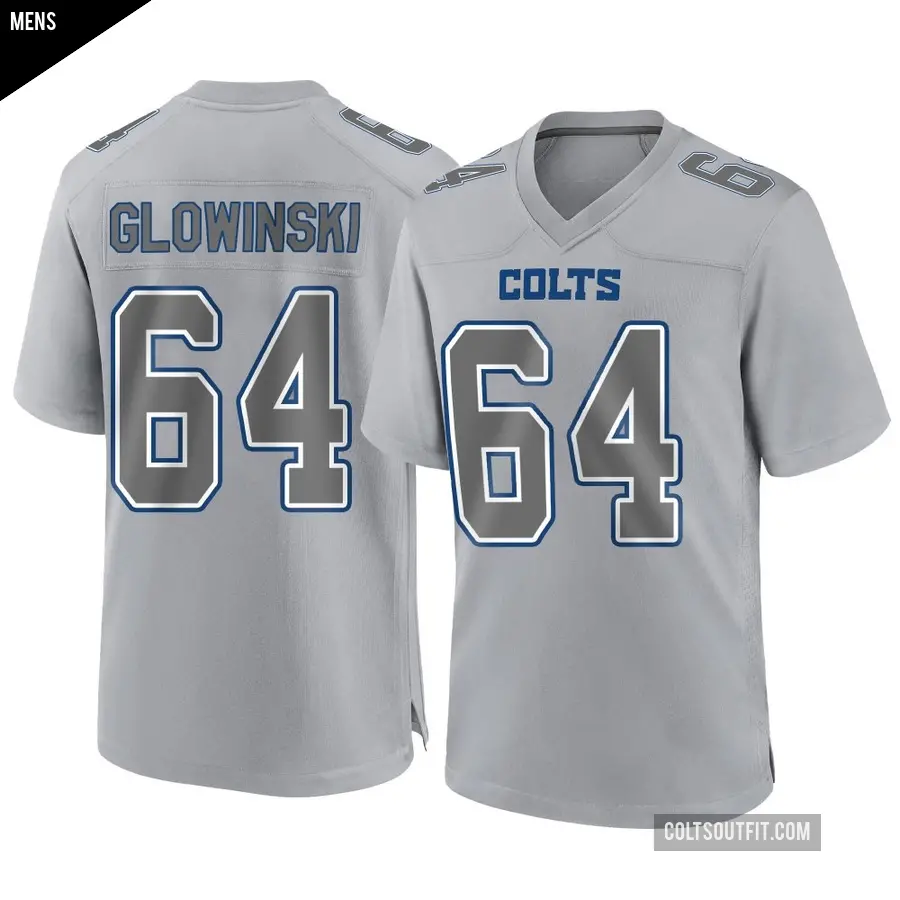 Men's Indianapolis Colts ＃64 Mark Glowinski Gray Game Atmosphere Fashion Jersey