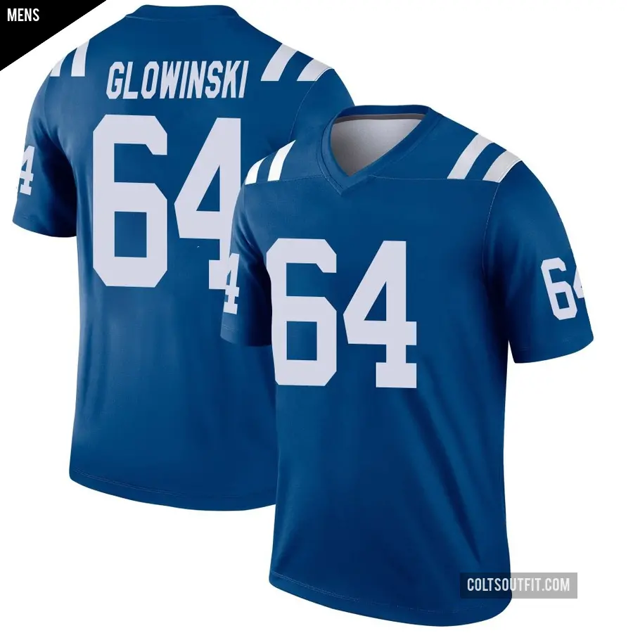 Men's Indianapolis Colts ＃64 Mark Glowinski Royal Legend Jersey