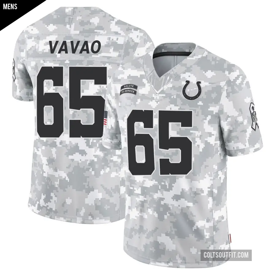 Men's Indianapolis Colts ＃65 Mose Vavao Arctic Camo Limited 2024 Salute to Service Jersey