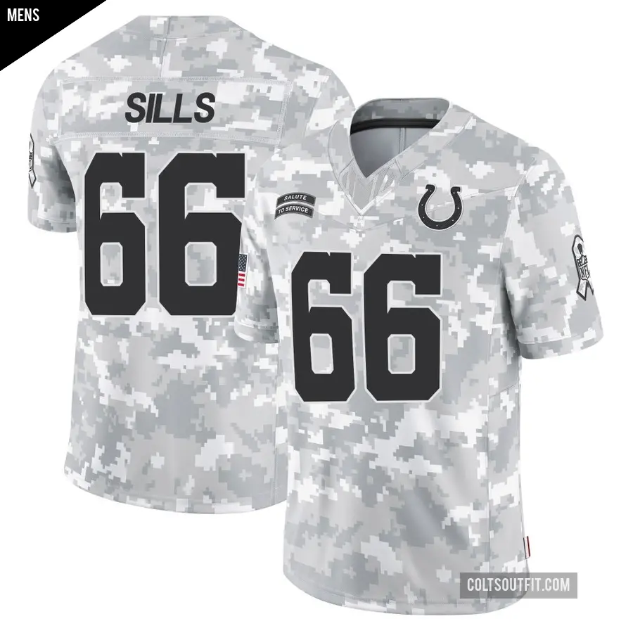 Men's Indianapolis Colts ＃66 Josh Sills Arctic Camo Limited 2024 Salute to Service Jersey