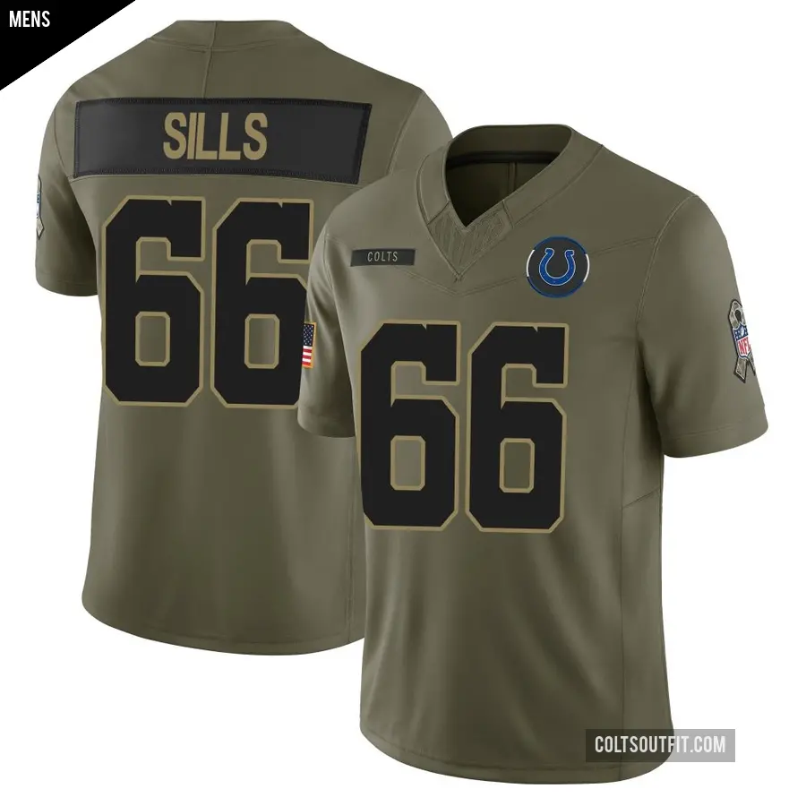 Men's Indianapolis Colts ＃66 Josh Sills Olive Limited Sr. 2025 Salute to Service Jersey