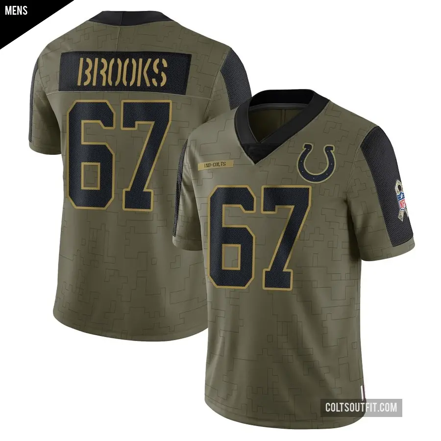 Men's Indianapolis Colts ＃67 Mason Brooks Olive Limited 2021 Salute To Service Jersey