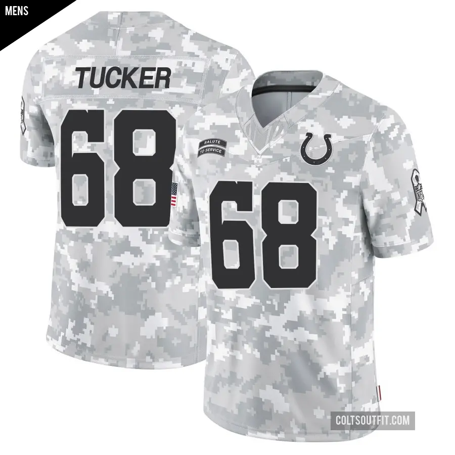 Men's Indianapolis Colts ＃68 Dalton Tucker Arctic Camo Limited 2024 Salute to Service Jersey