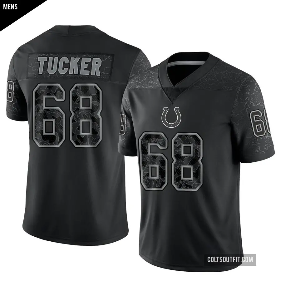 Men's Indianapolis Colts ＃68 Dalton Tucker Black Limited Reflective Jersey