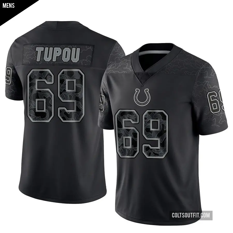 Men's Indianapolis Colts ＃69 Josh Tupou Black Limited Reflective Jersey