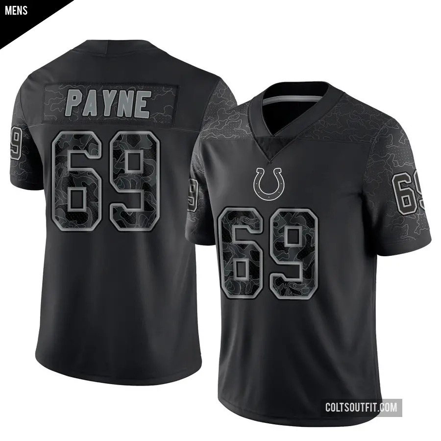 Men's Indianapolis Colts ＃69 Pheldarius Payne Black Limited Reflective Jersey