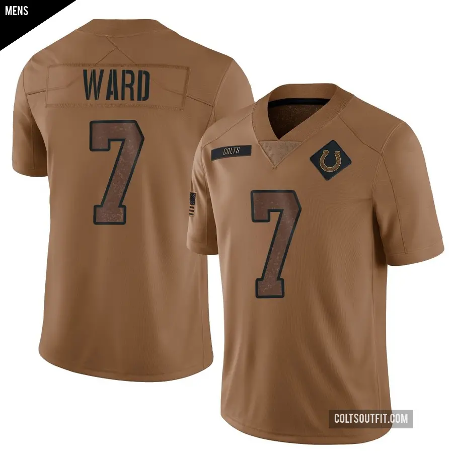 Men's Indianapolis Colts ＃7 Charvarius Ward Brown Limited 2023 Salute To Service Jersey