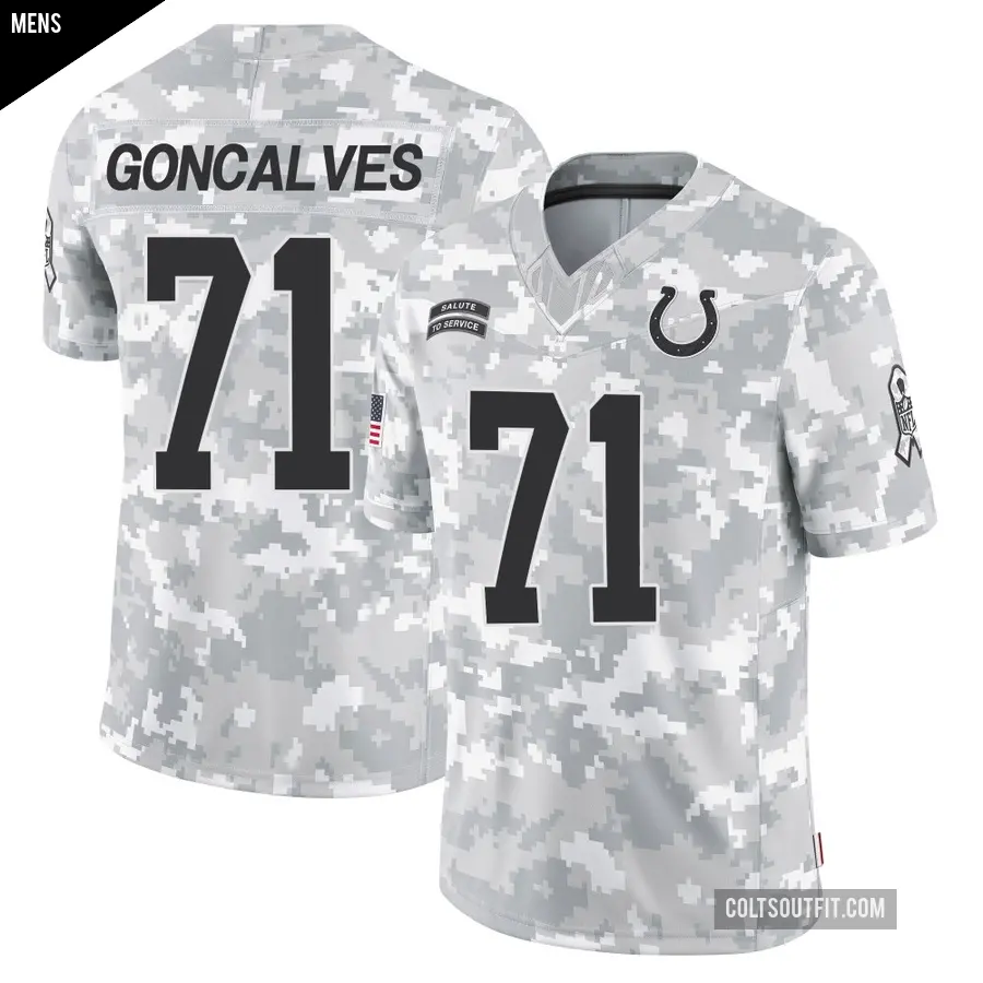 Men's Indianapolis Colts ＃71 Matt Goncalves Arctic Camo Limited 2024 Salute to Service Jersey