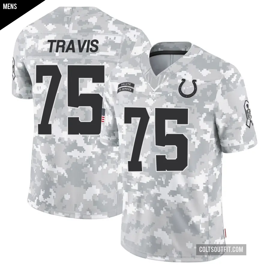 Men's Indianapolis Colts ＃75 Jalen Travis Arctic Camo Limited 2024 Salute to Service Jersey