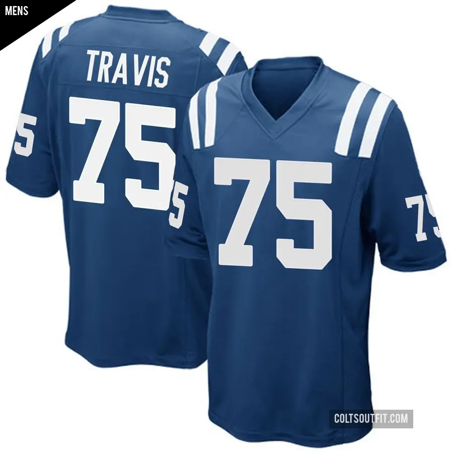 Men's Indianapolis Colts ＃75 Jalen Travis Royal Blue Game Team Color Jersey