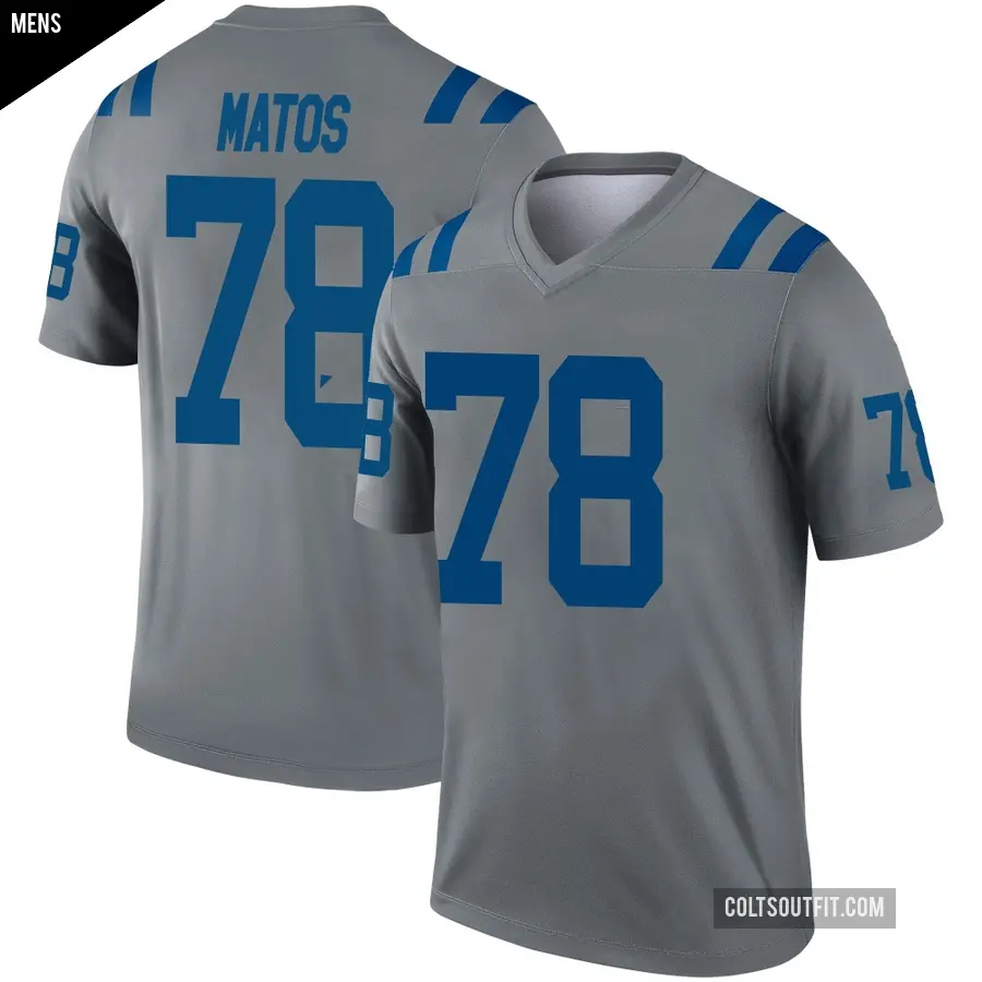 Men's Indianapolis Colts ＃78 Bayron Matos Gray Legend Inverted Jersey