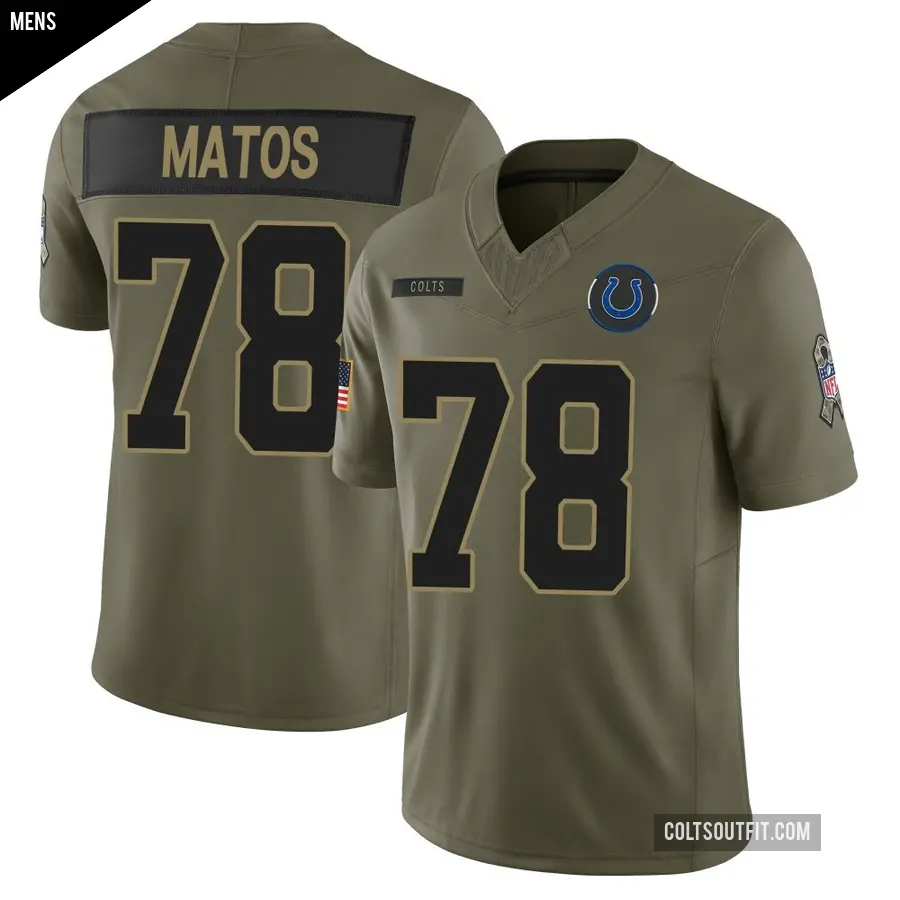 Men's Indianapolis Colts ＃78 Bayron Matos Olive Limited Sr. 2025 Salute to Service Jersey
